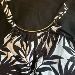 Dotti Monochrome Leaf Dress with Gold Detail